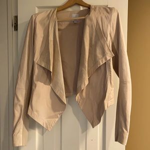 Nordstrom Halogen Beige Leather waterfall jkt sz S